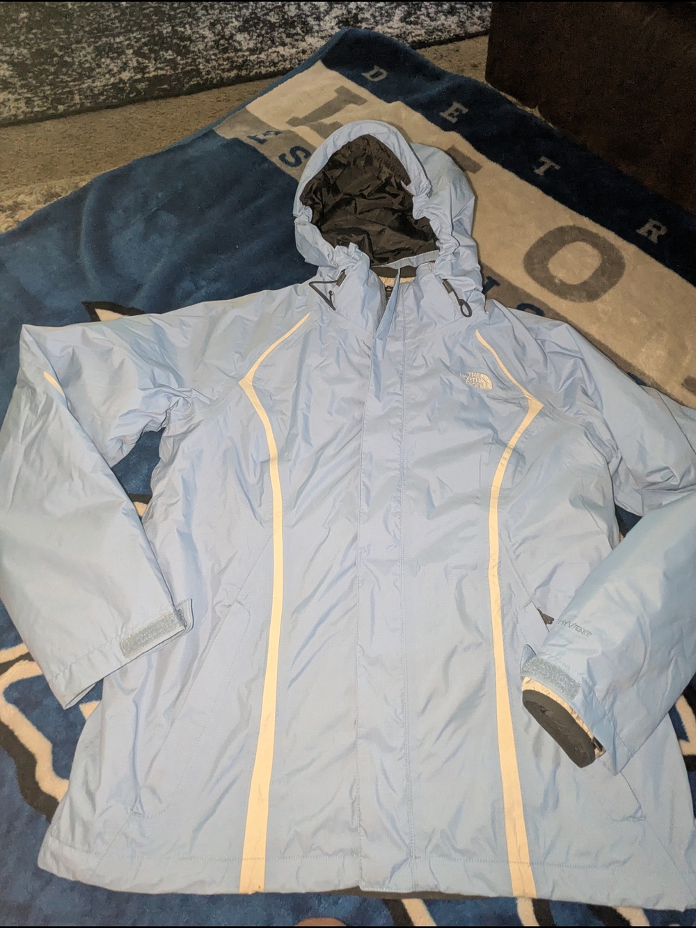 The North Face Women’s Light Blue Waterproof Hooded Jacket